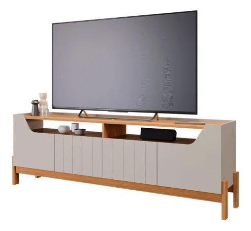 Bancada até 70″ Moema Off White/Cinamono – PERMÓBILI - Imagem 4