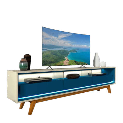 Rack até 75″ Requinte 212 Off White/Azul  – GELIUS - Imagem 2