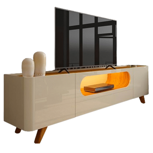 Rack Nobre 210 (Pés de Madeira) Off White/Naturale - GELIUS - Imagem 5