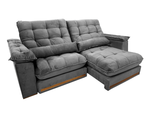 Sofá Retrátil e Reclinável Hércules/Zurique 2,50 m Veludo Cinza – VICAM ESTOFADOS - Imagem 3