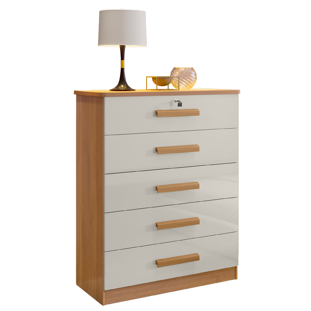 Cômoda 5 Gavetas Ipanema Cinamono/Off White - D'DORO MÓVEIS - Imagem 2