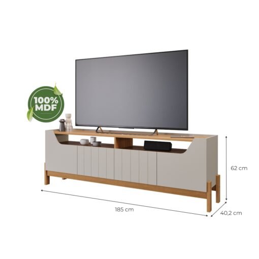 Painel até 70″ Trend Nature + Bancada Moema Off White/Cinamono – PERMÓBILI - Imagem 4