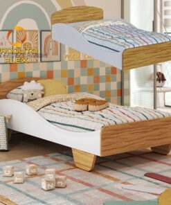 Cama Solteiro Sol Branco Brilho/Amêndoa - PEROBA MÓVEIS