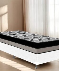 Colchão Solteiro ISO Dupla Face + Base Box Simples Corino Branco – ORTOBOM + ALTO NÍVEL CAMAS E COLCHÕES