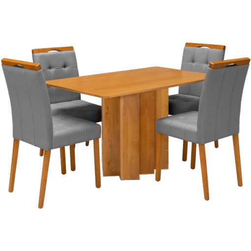 Mesa Recife 120 Cinamono Laminado com 4 Cadeiras Sophia Veludo Cinza Grafite – CEL MÓVEIS + WM DECOR - Imagem 3