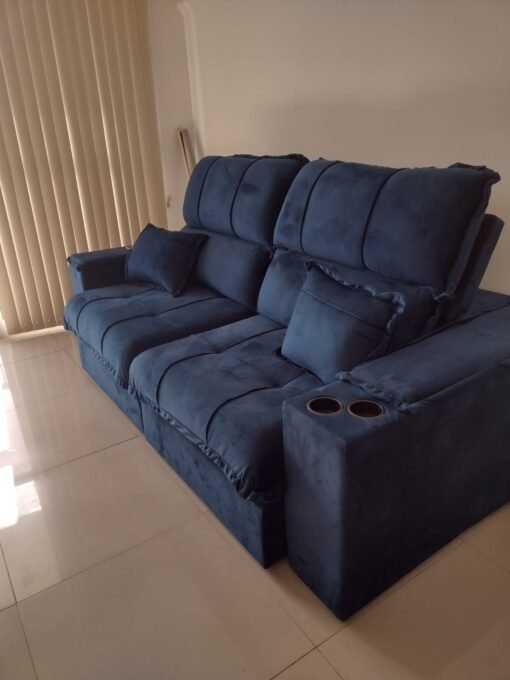 Sofá Retrátil e Reclinável Zeus/Afrodite 2,30 m Azul - ZARAT ESTOFADOS - Imagem 3