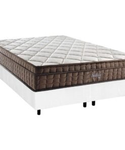 Colchão Queen Star One D28/AG D70 + Base Box Simples Corino Branco - ANJOS COLCHÕES + ALTO NÍVEL CAMAS E COLCHÕES