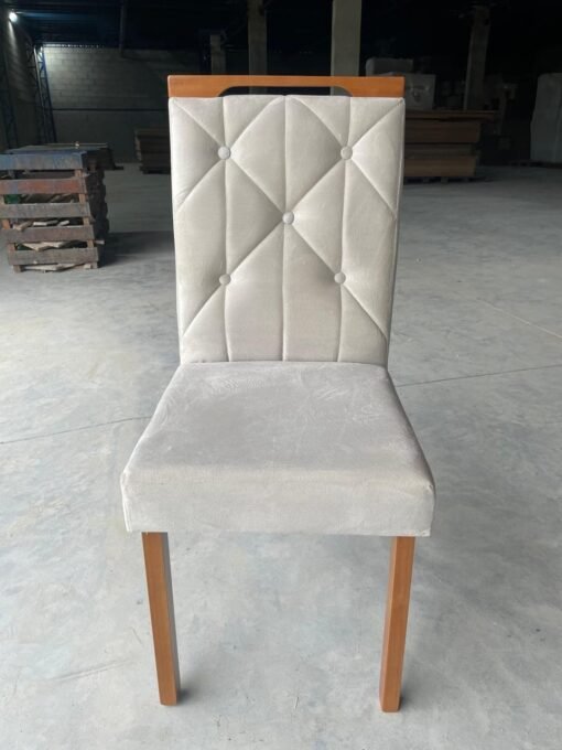 Mesa Salinas 90 Cinamomo/Off White com 4 Cadeiras Yasmim Veludo Bege – AVALON DECOR + KM DECOR - Imagem 2