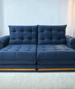 Sofá Retrátil e Reclinável Barcelona 2,50 m Veludo Azul 325 - ESTOFADOS TEIXEIRA