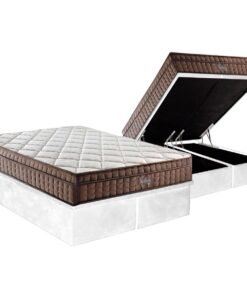 Colchão Queen Star One D28/AG D70 + Base Box Baú Corino Branco - ANJOS COLCHÕES + ALTO NÍVEL CAMAS E COLCHÕES