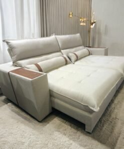 Sofá Retrátil e Reclinável Ravello 2,50 m Linho Marfim 12 - INNOVE ESTOFADOS