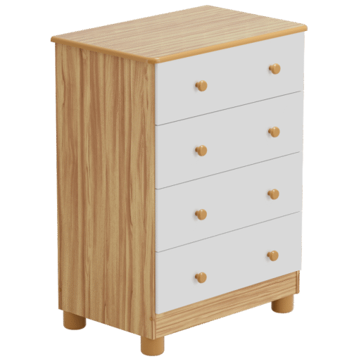 Cômoda Junior New Simples Branco Brilho/Amêndoa - PEROBA MÓVEIS - Imagem 2