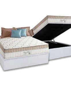 Colchão Casal King Best D28 + Base Box Baú Branco – ANJOS COLCHÕES + BIOSTAR