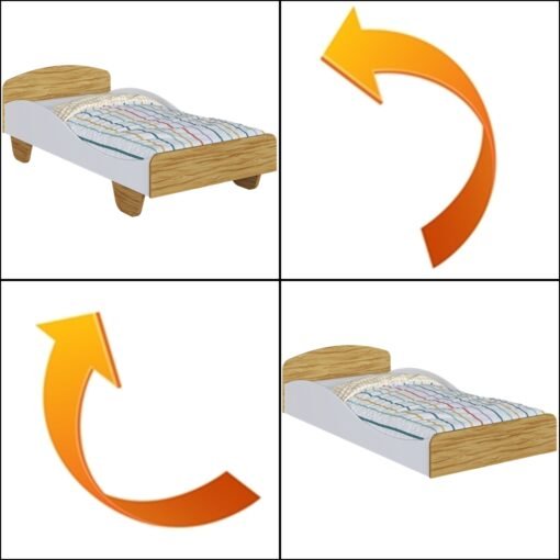 Cama Solteiro Sol Branco Brilho/Amêndoa - PEROBA MÓVEIS - Imagem 3