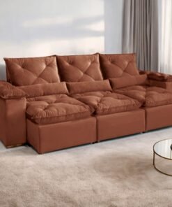Sofá Retrátil e Reclinável Grécia K80 (Fechado) 2,70 m Terracota – KASA COMIGO ESTOFADOS