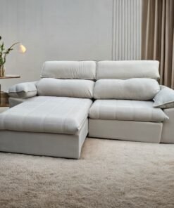 Sofá Retrátil e Reclinável Jackson 2,50 m Veludo Bege 3710 - UNIART ESTOFADOS