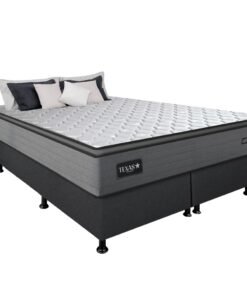 Colchão Queen Texas D28 + Base Box Simples Corino Preto – GAZIN COLCHÕES + ALTO NÍVEL CAMAS E COLCHÕES