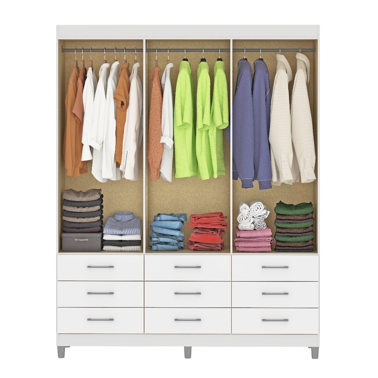 Guarda-Roupa 6 Portas Paraty 3690 + Cômoda 10 Gavetas Caribe Branco - FELLICCI - Imagem 3
