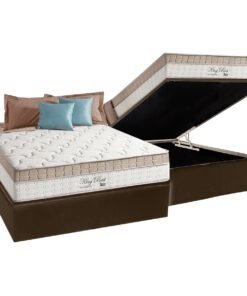 ColchÃo Casal King Best D28 + Base Box BaÚ Corino Marrom – Anjos ColchÕes + Biostar