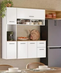 Cozinha Suspensa Becca 1,809 m Branco/Freijó - NICIOLI