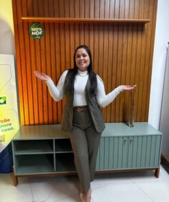 Painel até 70″ Trend Cinamono + Bancada Holanda Salvia/ Cinamono – PERMÓBILI