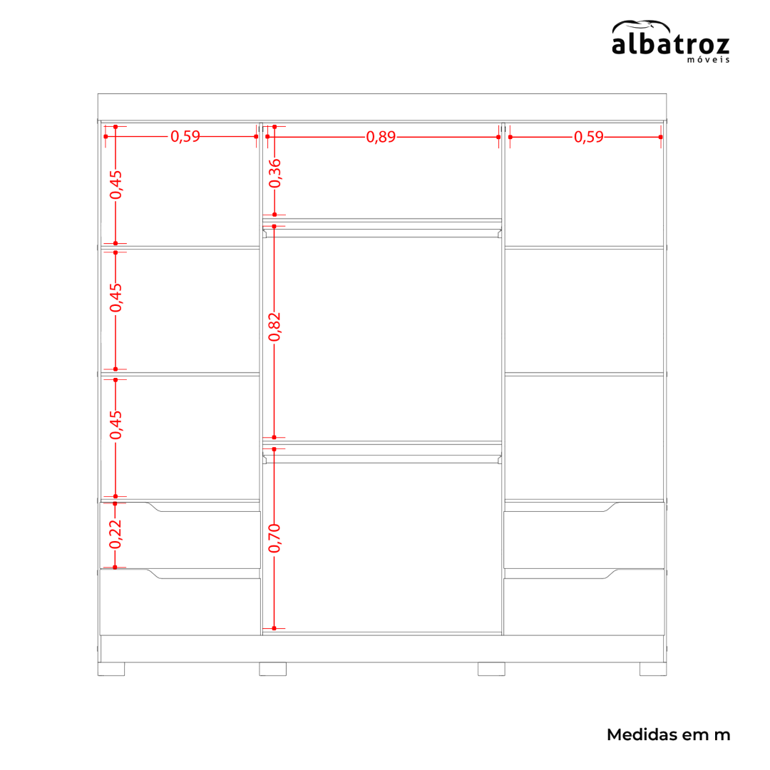 Guarda-Roupa 4 Portas Vivacce + Cômoda Veneza Cinamono/Off White – MÓVEIS ALBATROZ - Imagem 4