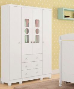 Guarda-Roupa 4 Portas Tedy Branco Brilho - PEROBA MÓVEIS