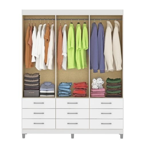Guarda-Roupa 6 Portas Paraty 3690 + Cômoda 5 Gavetas Aruba Branco - FELLICCI - Imagem 3