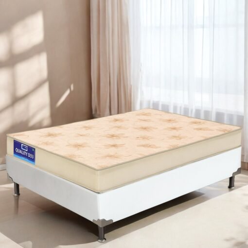 Colchão Solteiro Quality D33 12 cm 0,88 m + Base Box Simples Corino Branco – ORTHOPRIME + BIOSTAR