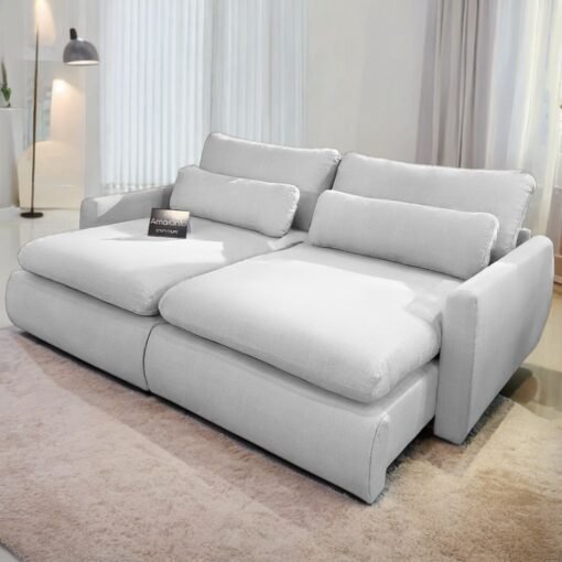 Sofá Cama Retrátil Amaranto 2,30 m Linho Gelo 07 - INNOVE ESTOFADOS