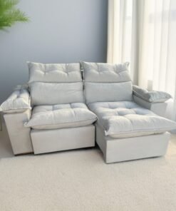 Sofá Retrátil e Reclinável Imperial 2,00 m Veludo Jolie Bege 03 - IMPERIAL DECOR