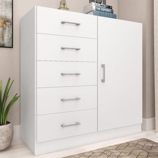 Cômoda 5 Gavetas com Sapateira Miami Branco - FELLICCI