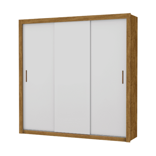 Guarda-Roupa 3 Portas Veneza/Clara/Berlim (Sem Espelho) 1,855 m Cinamono/Branco – CARIOCA MÓVEIS - Imagem 2