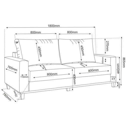 Sofá Living Palazo/Felícia 1,80 m Linho Inox – VIERO MÓVEIS - Imagem 3