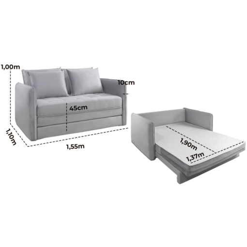 Sofá Cama Casal Noronha 1,55 m Linho  – JC ESTOFADOS - Imagem 7