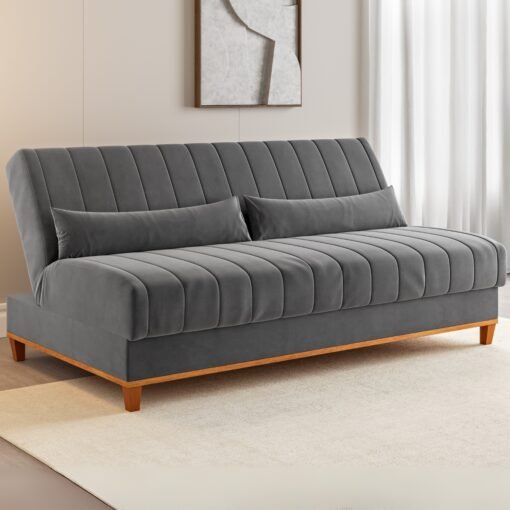 Sofá Cama Luna/Duna 1,80 m Veludo Marfim – VIERO MÓVEIS