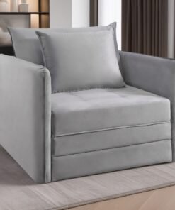 Sofá Cama Solteiro Noronha 1,08 m Linho Cinza 507 – JC ESTOFADOS
