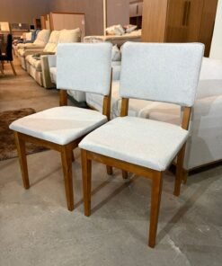 Kit 2 Cadeiras Pérola Imbuia/Linho Cinza Prata – DOBUÊ MOVELARIA