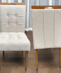 Kit 2 Cadeiras Sophia/Capri Mel/Linho Cinza Prata e Bege 206 – WM DECOR