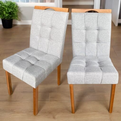 Kit 2 Cadeiras Sophia/Capri Mel/Linho Cinza Prata e Bege 206 – WM DECOR - Imagem 6