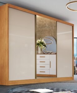Guarda-Roupa 3 Portas Toronto 2,40 m Nature/Off White - BIANCHI