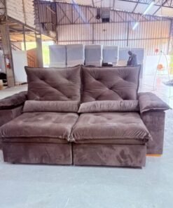 Sofá Retrátil e Reclinável Porto Madero 2,00 m Veludo Marrom – IMPERIAL DECOR