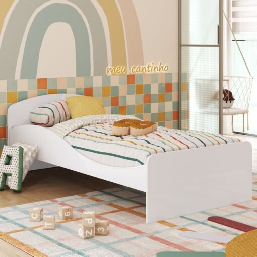 Cama Solteiro Lua Branco Brilho - PEROBA MÓVEIS - Imagem 2