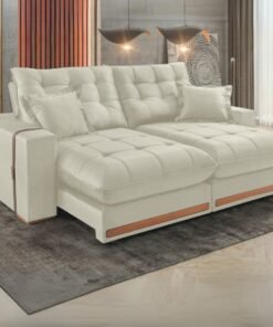 Sofá Retrátil e Reclinável Ártemis 017 2,50 m Veludo Marfim - VICAM ESTOFADOS