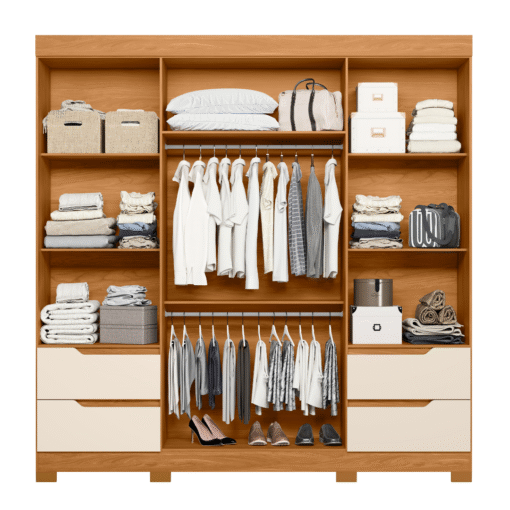 Guarda-Roupa 4 Portas Vivacce + Cômoda 6 Gavetas Unno Cinamono/Off White – MÓVEIS ALBATROZ - Imagem 3