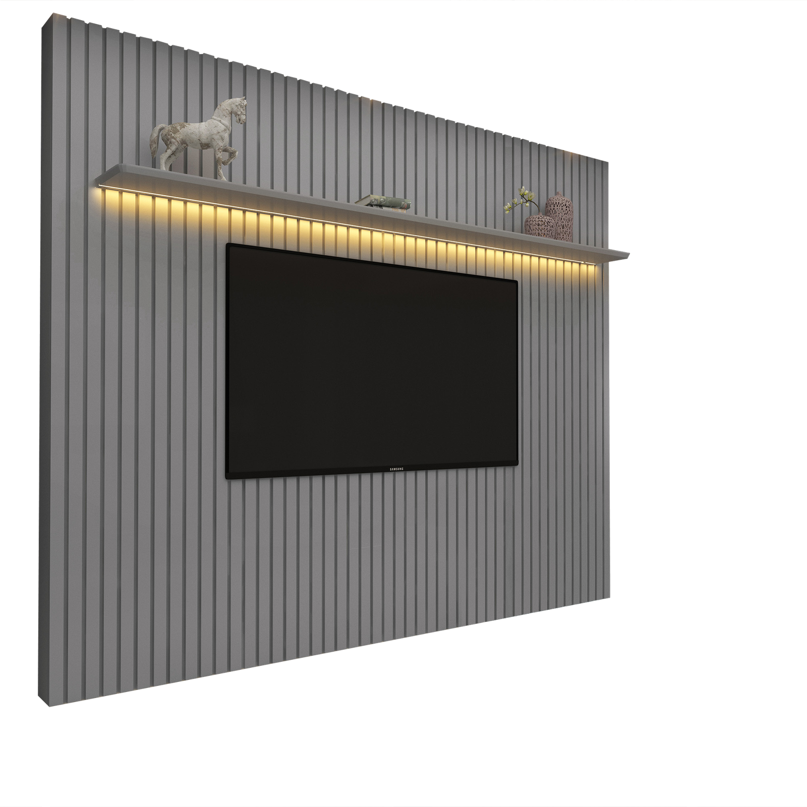 Painel até 85" Nobre Ripado 230 Cinza - GELIUS - Imagem 3