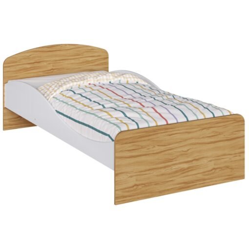 Cama Solteiro Lua Branco Brilho/Amêndoa - PEROBA MÓVEIS - Imagem 4