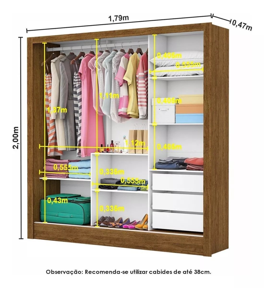Modulado 4 Portas + Guarda-Roupa 3 Portas Dubai/Santiago Cinamono/Branco – CARIOCA MÓVEIS - Imagem 3