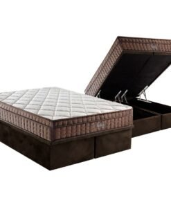 Colchão Queen Star One D28/AG D70 + Base Box Baú Corino Marrom - ANJOS COLCHÕES + ALTO NÍVEL CAMAS E COLCHÕES