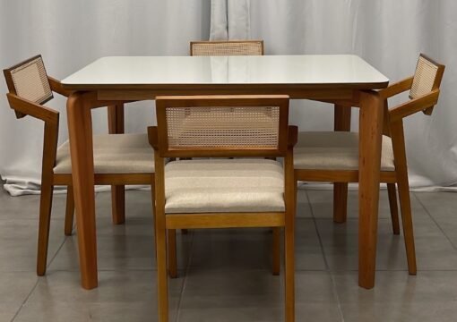 Mesa Alegra 120 Cinamomo com 4 Cadeiras Berlim rattan – JCM MOVELARIA - Imagem 4